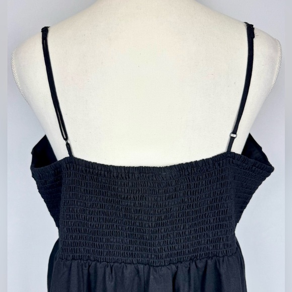 Express Sleeveless Sundress Black Linen Blend Large Preppy Vacation Beach Resort - Picture 7 of 11